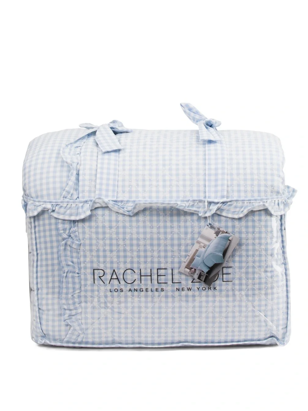 RACHEL Zoe Light Blue Gingham Storage Bag